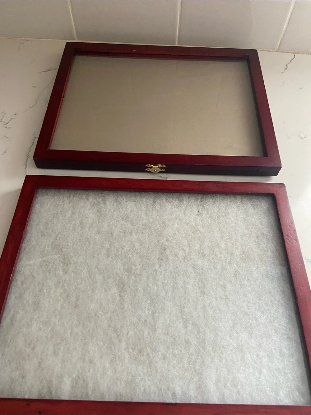Wood Glass Top Display Case Shadow Box Jewelry Keepsake Display